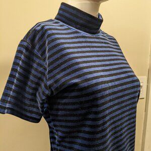 Daniel Caron vintage blue and black striped shirt size M